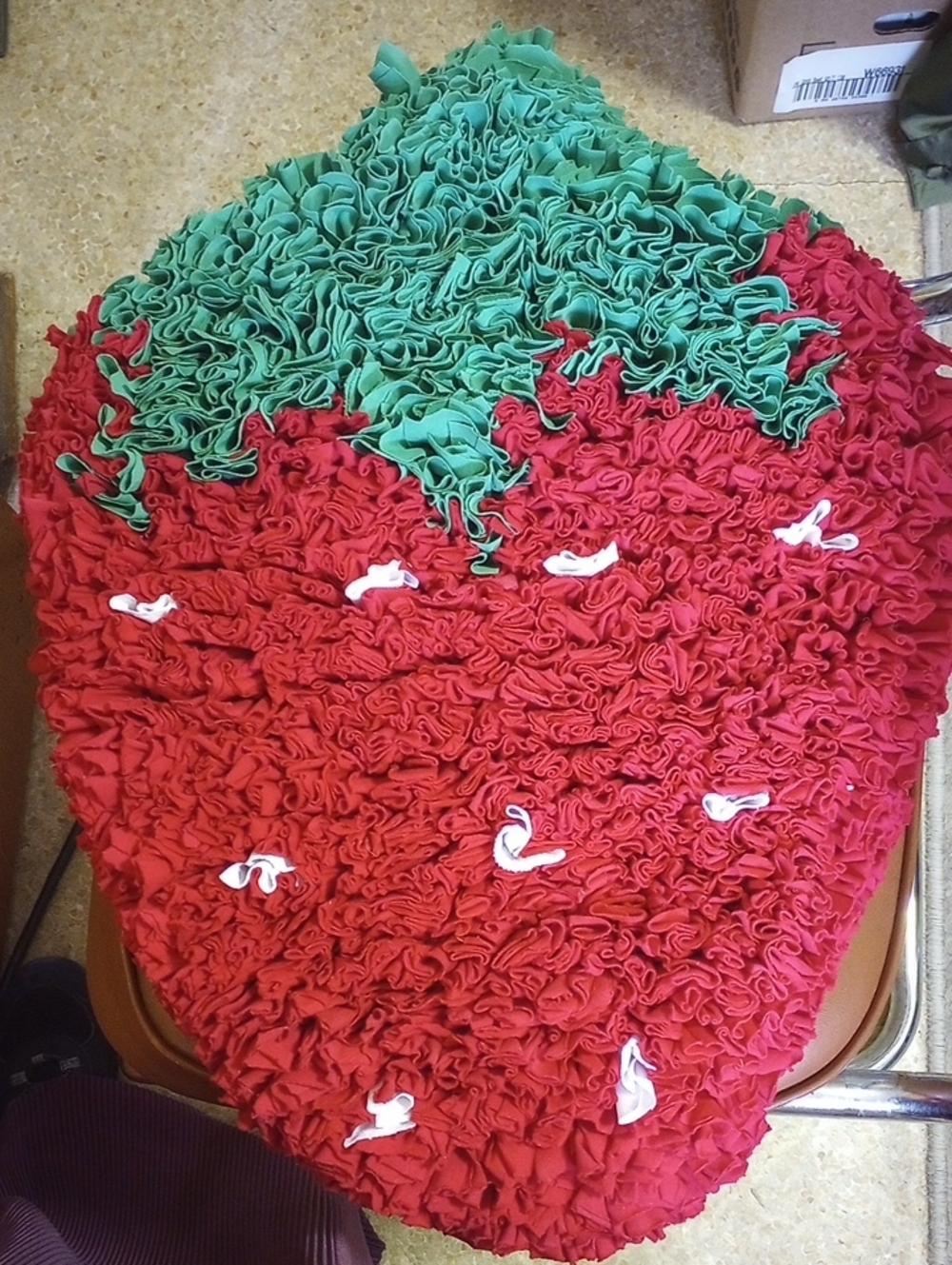 Cupcakes & Cartwheels Colorful Strawberry Rag 26 x 18 Inch Vintage Wall Hanging
